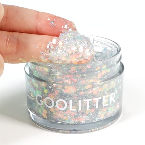 Face-Body-Hair-Holographic-Clear-White-Glitter-Gel-Snowy-Cloud-2oz-60mL-Chunky-K-Beauty-Halloween-Festival-EDM-Rave-Party-Concert-Costume-Makeup-Vegan-Cruelty-Free