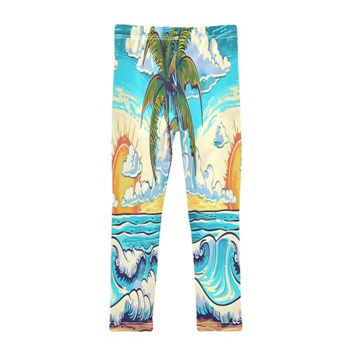 Bolaz Toddler Girls Leggings Printed Yoga Pants Leggings Cartoons Depict Palm Trees for Kids2