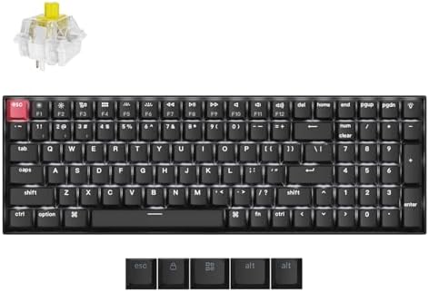Keychron K4 Version 3 QMK Kabellose Mechanische Tastatur, DE-ISO QWERTZ 96% Compact Layout, Bluetooth 5.2/USB-C, Banana Switches, weiße Hintergrundbeleuchtung, PBT Keycaps, für Mac