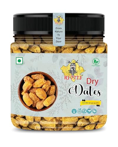 Image of RJ 7773 Dried Dates Yellow | Sukha Khajoor | Peela Khajoor | Kharik | Kharak | Kharek | Pila Chuara | Natural & Healthy Superfood Chhuara | Rich in Nutrients & Fiber (Dates 1kg)