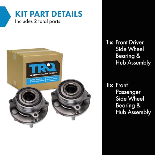 Image of TRQ Front Left and Right Wheel Bearing and Hub Assembly Set 2 Piece Compatible with 2015-2017 Ford Mustang Shelby GT350 2018-2021 Mustang GT 2017-2022 GT