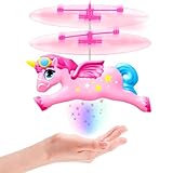 QUANA Remote Control Helicopter, Flying Unicorn Toys Rc & Hand Control Flying Ball Toy Rc Helicopter Mini Drone for Kids Girls Age 6-8 9 10 11 12 Years Old Birthday Easter Gifts