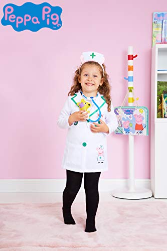 Peppa Pig Kostuum voor kinderen, dokterskostuum voor meisjes en jongens, met Peppa Pig, stethoscoop en laboratoriumjas, kinderkostuum, 3-5 jaar (3 jaar) - Image 7