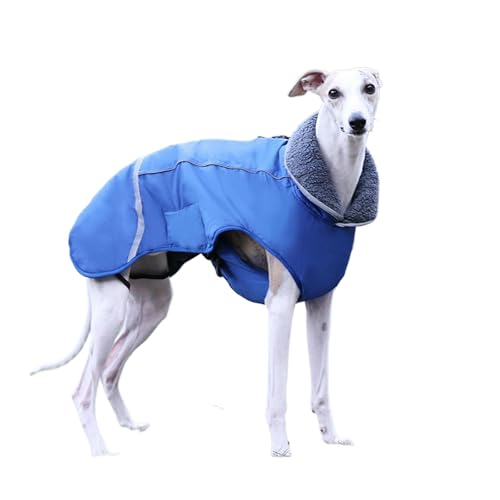 IUOUTG 反射ストリップ付き犬用冬用コート、フリース裏地付きの暖かいウィペット犬用ジャケット、ハーネスホール、イタリアングレーハウンド用の伸縮性レッグストラップ付き