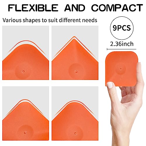 Pan Scraper - Plastic Scraper Tool Set - Dish Scraper for Cast Iron - Non Scratch for Pot Cleaning Scraper - 9 Pcs Non-Slip High Heat Resistant Kitchen Scraper Tool