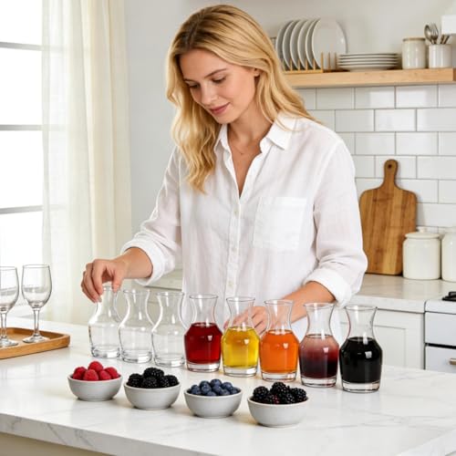 Image of Set of 12 Wine Carafe Glass, 6 Oz Single Serving Mini Decanters for Individual Pours, Small Individual Carafes for Wine, Tasting, Champagne, Juice, Bars, Restaurants (Pack of 2)