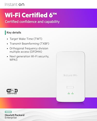 Image of HPE Networking Instant On Access Point AP22D 2x2 WiFi 6 Indoor Wireless Access Point (5 Pack) | Single-Room, Secure, Smart Mesh Support | Power Source Not Included | US Model (S1U75A-5PACK)