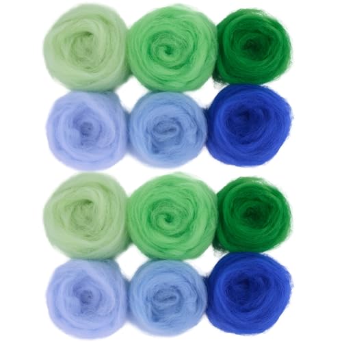 Blue Green Wool Roving Set
