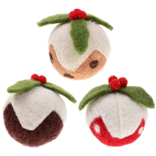 Juguetes para gatos de lana CORHAD - Pack 3 mordedores navideños rojo amarillo y marrón 2