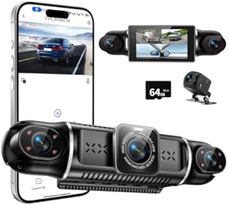 360°View 4 Channel Dash Cam, 2K+1080P Front and Rear Inside Left Right, Wireless Dash Camera for Cars, Built-in G-Sensor, IR Night Vision