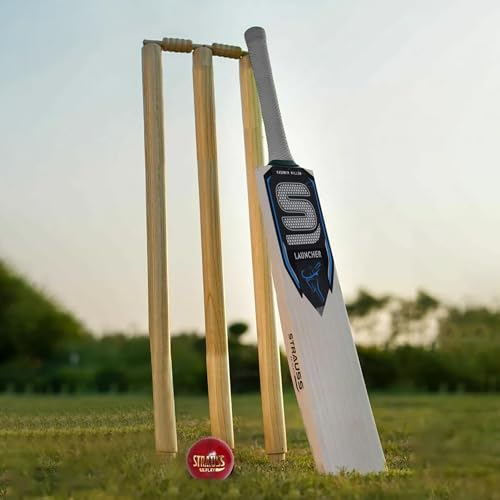 Image of Strauss Complete Cricket Kit Set with Bat, Ball, Helmet, Pads, Gloves, Guard & Kit Bag | Full Cricket Starter Set for Boys, Youth & Beginners | Right Hand | Blue