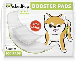 WICKEDPUP Dog Diaper Liners Booster Pads for Male and Female Dogs, 100ct | Disposable Doggie Diaper Inserts fit Most Reusable Pet Belly Bands, Cover Wraps, and Washable Period Panties