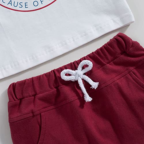 Indepence Day Toddler Baby Boy Summer Clothes Short Sleeve T-Shirt Tops Shorts 2Pcs Casual Outfit Set (Red-White,0-6 Months) #TOP4