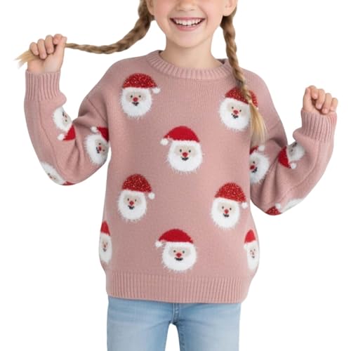 Générique 2026 Bonnet de Baseball en Tricot d'hiver pour Filles, Fil Chaud et Confortable avec Motif Père Noël Classique (4-5 Years)