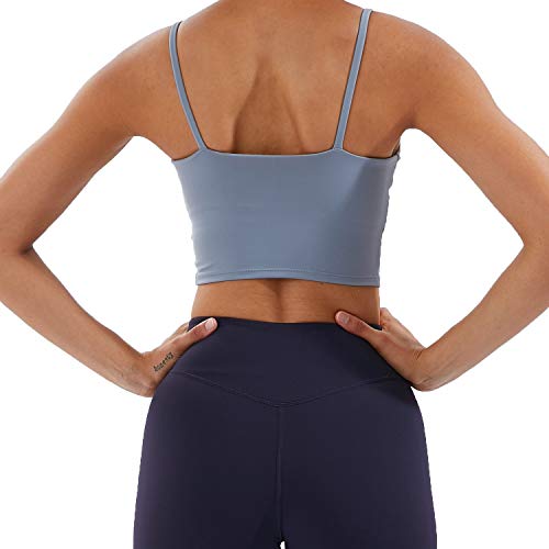 Image of Women's Strappy Stretch Sports Bra Longline Yoga Tank Top Fitness Bra Workout Camisole Crop Tops for Teen Girl