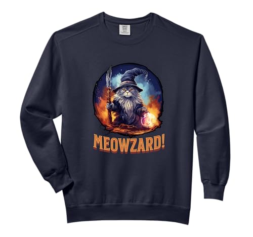 Meowzard! Cute Magical Cat Magical Wizard Comfort Colors Adult Sweatshirt