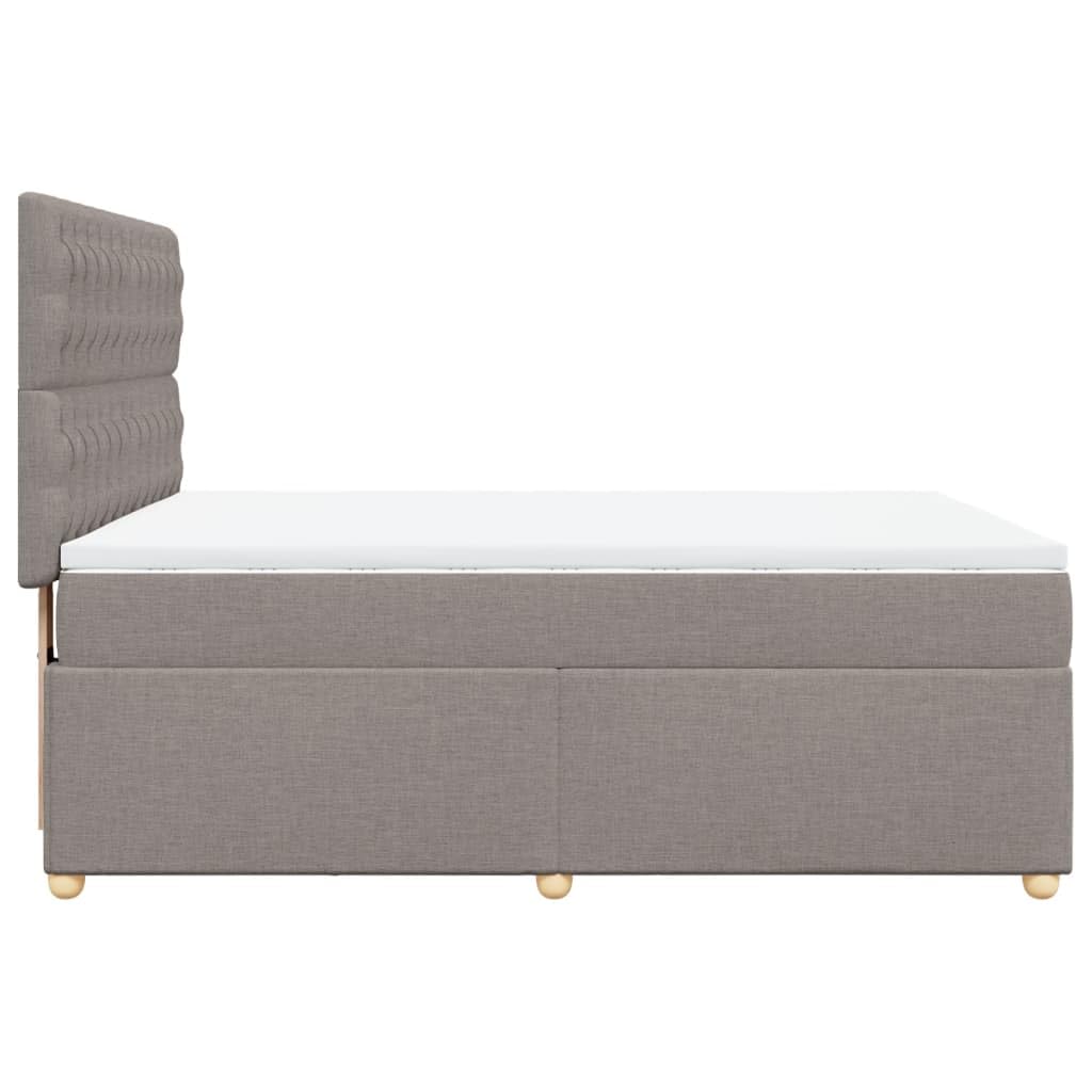 Tkanina poliestrowa sprężynowa z materacem kieszeniowym 160x200 cm taupe | Łóżko kontynentalne 160x200 z materacem kieszeniowym i regulowanym zagłówkiem, tapicerowane tkaniną poliestrową,