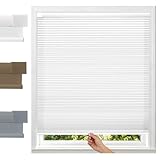 SERLMWNT No Drill Cordless Cellular Shades, Light Filtering Honeycomb Blinds, Thermal Insulated & Noise Reducing Window Coverings for Bedroom, Kitchen, Living Room,White,35' W×48' H