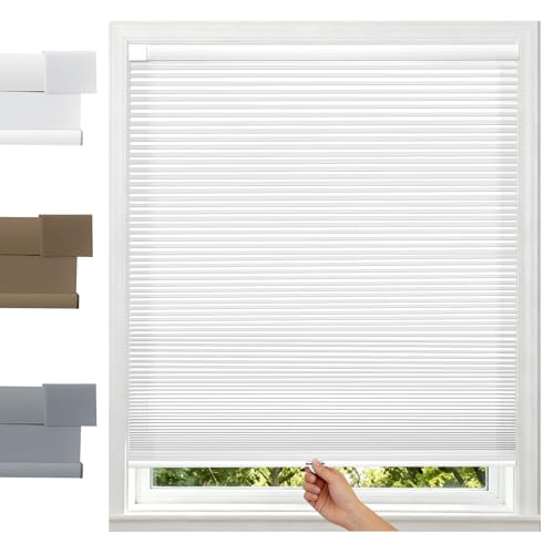 SERLMWNT No Drill Cordless Cellular Shades, Light Filtering Honeycomb Blinds,