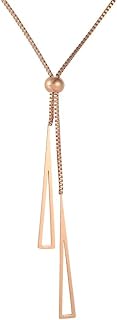 Fashion Frill Silver Chain Necklace For Women Stainless Steel Rose Gold Long Triangle Chain Pendant For Women Girls Love G... Price In India