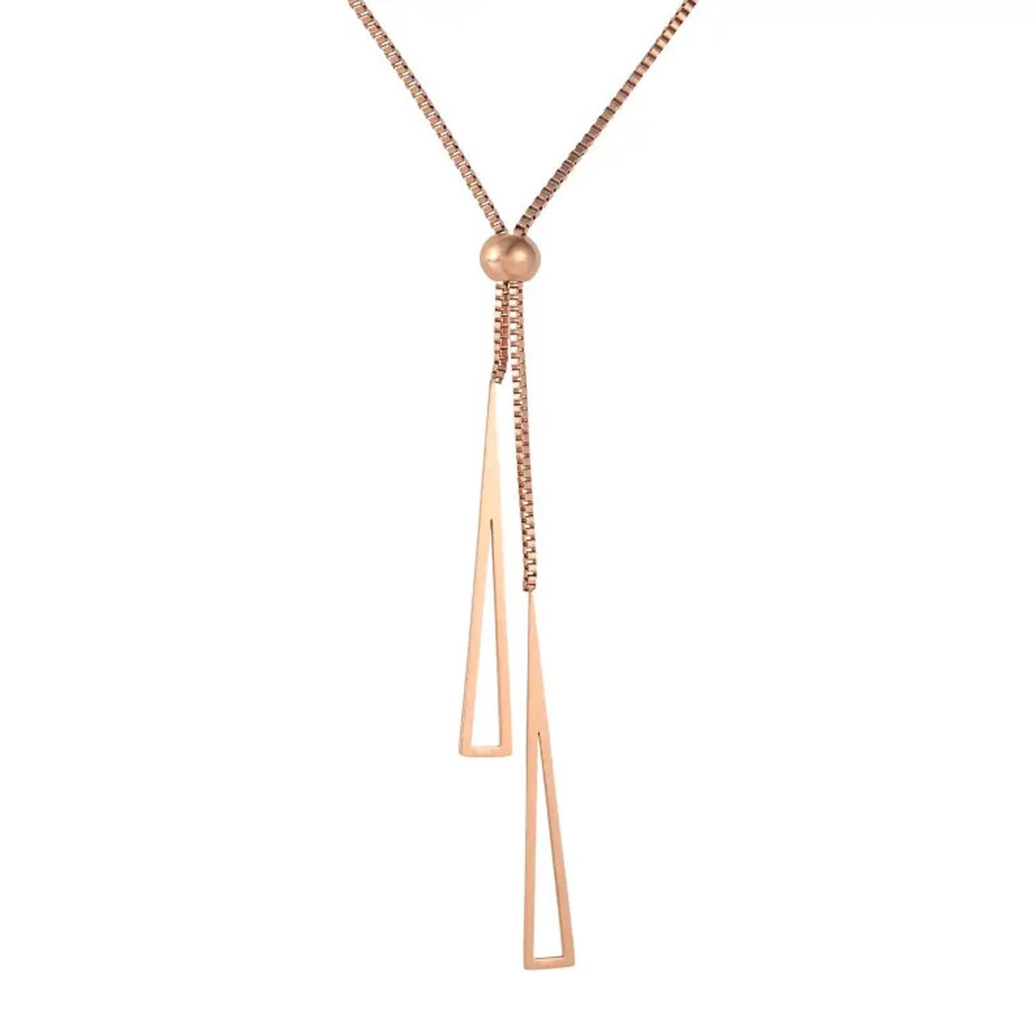 Fashion Frill Silver Chain Necklace For Women Stainless Steel Rose Gold Long Triangle Chain Pendant For Women Girls Love G... - Review, Price and Buying Guide