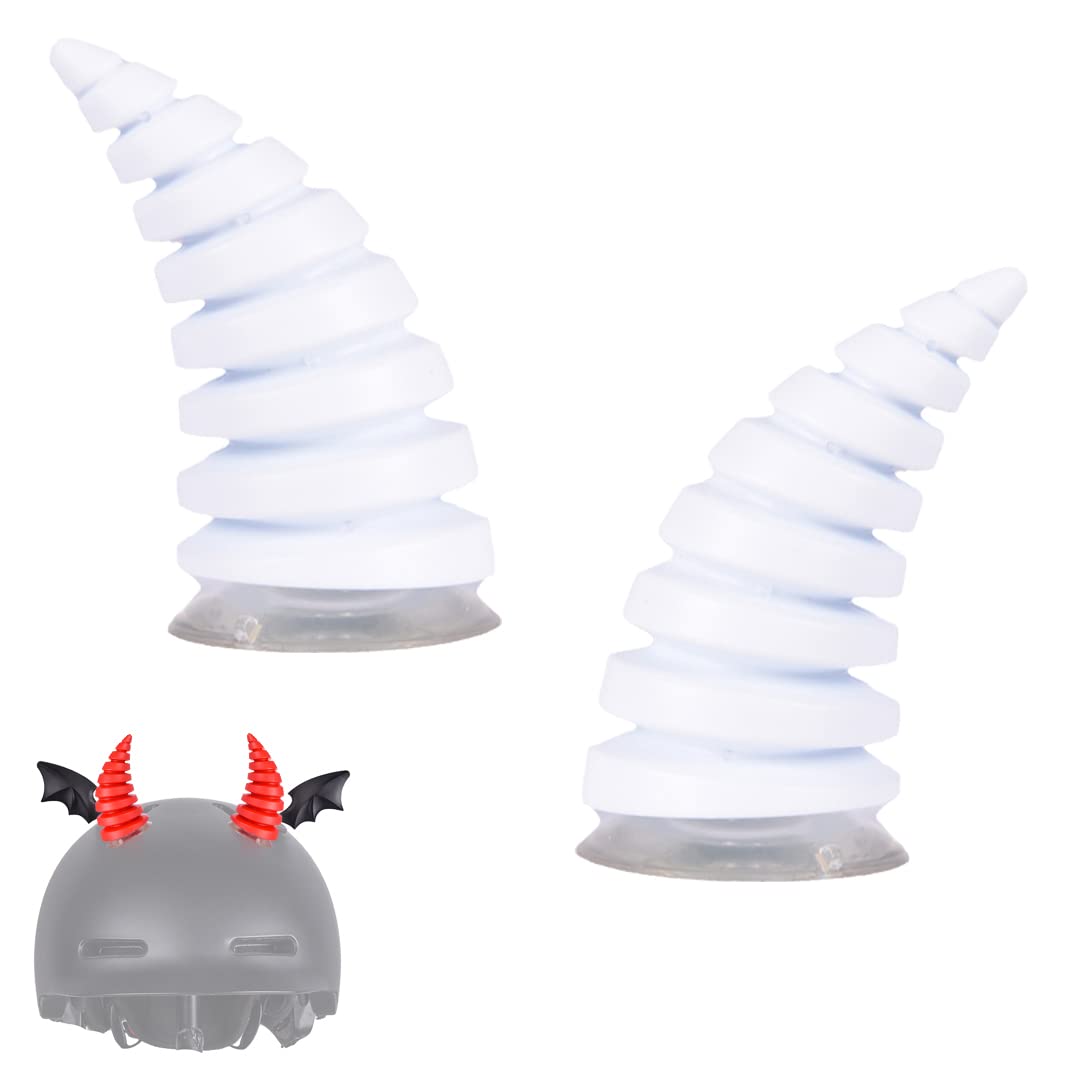 2 Pcs Thread Demon Horns for Helmet Cute Devil Wings Helmet Decorations for Skiing Snowboarding Biking Cycling Skating 9 White