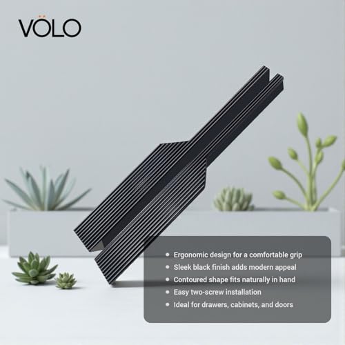 Image of VOLO Cabinet Handle - Multi-Use Pull Handle for Wardrobes, Drawers, Sliding Closets, and Doors in Kitchen, Office, Bedroom (SAC-59) (1 Pair Left & Right) (Black, 224MM (10 Inch))