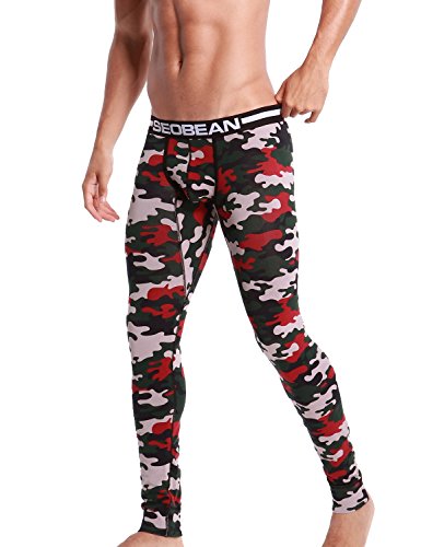 SEOBEAN Mens Low-Rise Underwear Pants Long John Cotton (L(79-84cm) 2729 Camouflage-2)