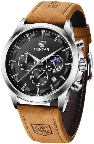 BENYAR BY Uhren Herren Chronograph Analog Quarz Wasserdicht Datum Armbanduhr Herren Mode Business-Kleid Herrenuhr Elegantes Geschenk fur Männer