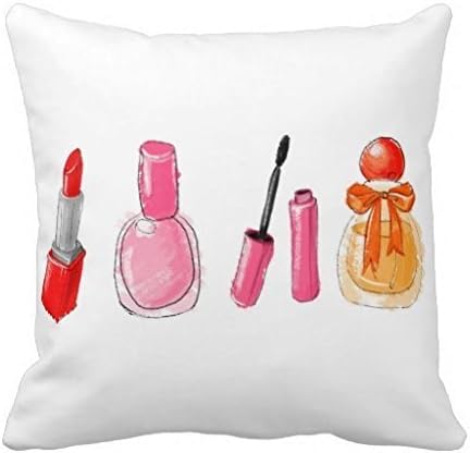 CSSaleStore Makeup Lipstick Nail Polish 18x18 Square Decorative Throw Pillow Case Cushion Cover