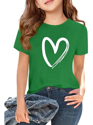 Image of Girls Short Sleeve Tee Shirts Kids Summer Crewneck Tops 5-14 Years
