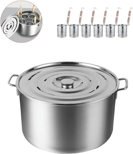 XNXYSMKJ Olla de Pasta con Canasta coladora, Fideos de Acero Inoxidable, Olla de macarrones para Pasta, Olla de Caldo Multiusos, Olla vaporera, con Divisor y Tapas (6 Holes)