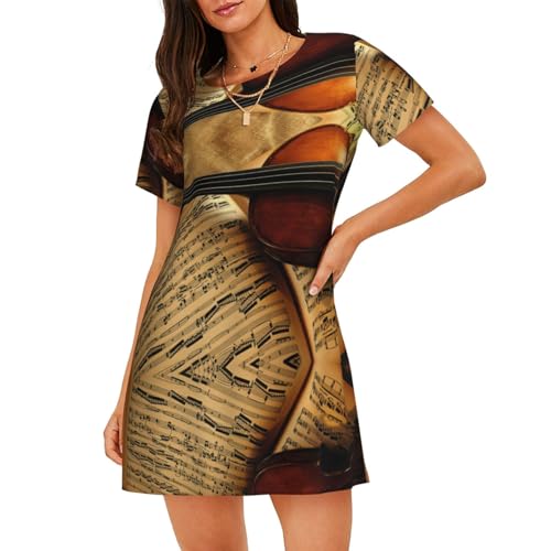 Chemise de nuit violon à manches courtes coupe ample et douce pour femme