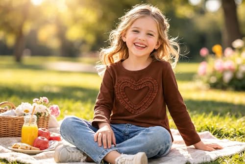 Image of Girls' Heart-Shaped Long Sleeve T-Shirt