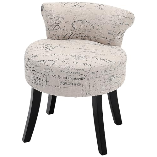 Warmiehomy Dressing Table Stool with Solid Wood Legs and Back Comfy Makeup Vanity Table Stool Chair for Bedroom Dressing Table, Kindergarten, Beige