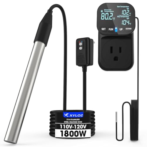 120V 1800W Immersion Electric Water Heater,Submersible Water Heater with Thermostat & GFCI Suitable for Sinks, Bathtubs, Washbasins, Small Swimming Pools, Water Storage Tanks, Hot Tubs and Buckets by Xyloz - Used condition - US$99.84