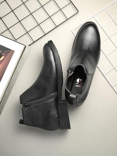 Image of STANPHORD Men Chelsea Ankle Boots | PU Zip Closure | Solid High-Top Casual Semi-Formal | Cushioned Insole | Office Outdoor Travel Wear (TPSL S16)