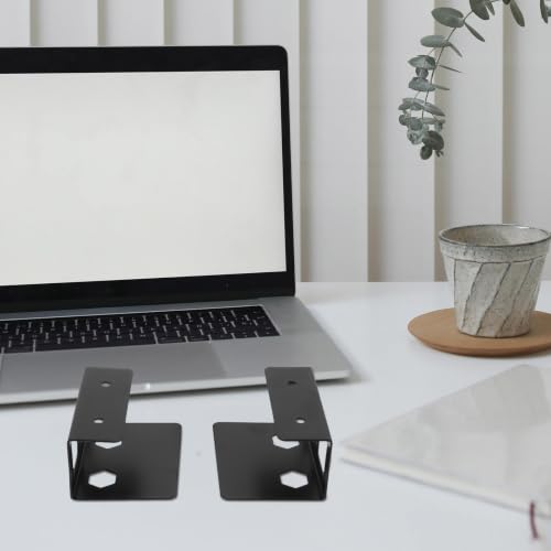 Soporte para Laptop con montaje bajo escritorio y tapetes antideslizantes Eva, 2 juegos, con soportes de hierro resistente para ahorro de espacio, evita deslizamientos y utiliza espacio no usado para oficina y estudio miniatura 5