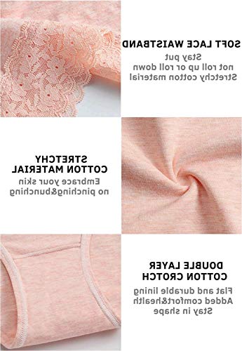 Gneph Cotton Underwear For Women, Lace Panties For Women, Cotton Panties For Women 5 Pack(218M-Light) #TOP3