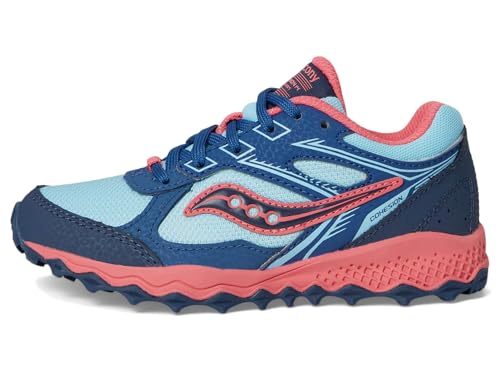 Saucony Cohesion TR14 LTT Trail Running Shoe (Little Big Kid) Sneaker, Aqua/Coral, 5.5 Wide US Unisex4
