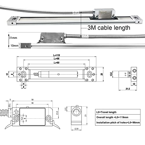 Escala magnética 5um 270mm para torno miniatura 2