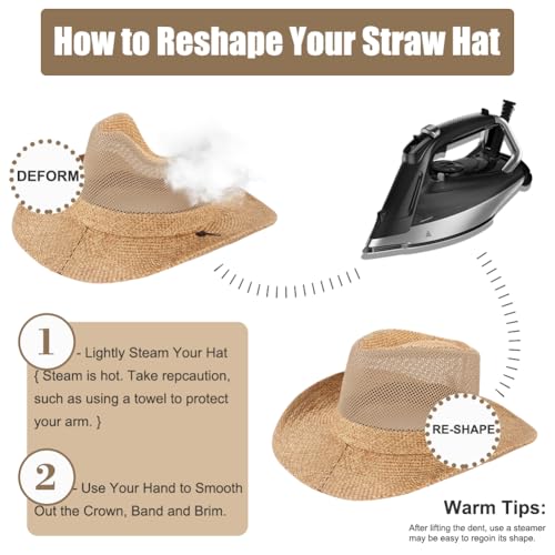 Wide Brim Straw Panama Hat Fedora Beach Sun Hat UPF50+ Unisex Fishing Hats