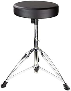 RockJam DP-001 Adjustable Drum Stool Drum Throne with Padded Seat & Vic Firth 5A American Hickory Nylon Tip Drumstick