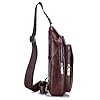 Hebetag Leather Sling Bag Crossbody Daypack for Men Women Outdoor Travel Camping Hiking Casual Shoulder Chest Pack Pouch, Brown, One Size, Traveling #3