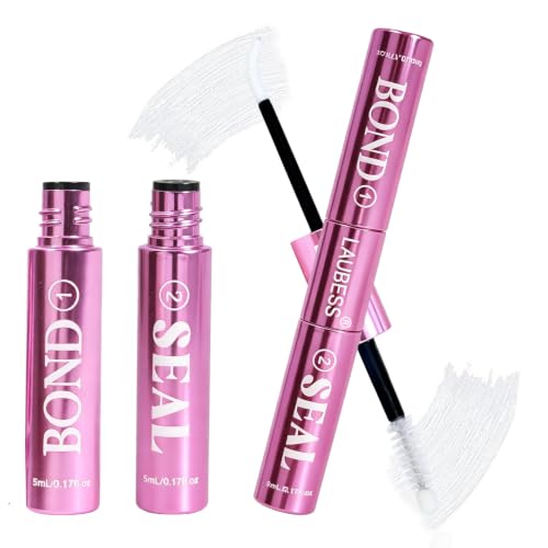 Image of Lash Glue LAUBESS Waterproof 2-IN-1 Lash Bond and Seal Eyelash Glue Long Lasting 72H DIY Lash Extension Glue Home Use Latex-Free (Clear 5ml+5ml)
