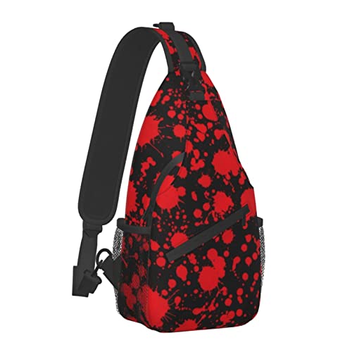 Horror Blood Splatter Outdoor Crossbody Shoulder Bag For Unisex Young Adult Hiking Sling Backpack