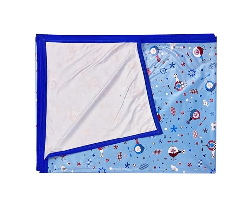 Image of EcoSoft Blue Helicopter Plastic Protector Sheet, Small Single, 90 x 135 cm, Waterproof, Soft, Machine Wash