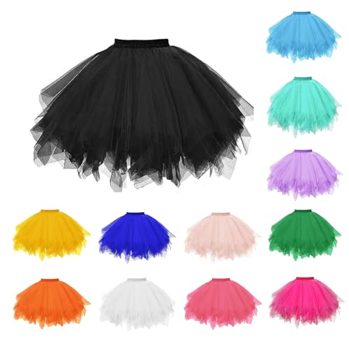 Black Swan Kostüm,Schwarzer Tüllrock Damen Schwarz,Tüllrock Damen Kurz Puffy Tüll Rock Elastische Hohe Taille Tutu Röcke Tütü Petticoat...
