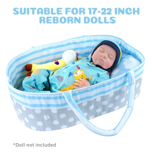 Babeside KSPJ053-CP Reborn Baby Dolls Bassinet Foldable Baby Doll Crib Bed Soft Doll Carrier Doll Accessories With Handle For 17-22 Inch Baby Dolls Girls Boys thumb #3