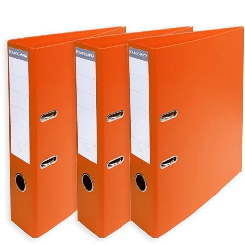Image of Exacompta A4 Prem'Touch PVC Lever Arch File - 2 Rings, 320 x 290mm, 70mm Spine, 75mm Rings, FSC-Certified (3, Orange)